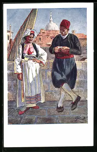 Künstler-AK Canali, Costumes de Canali, Älterer Mann und Frau in Tracht