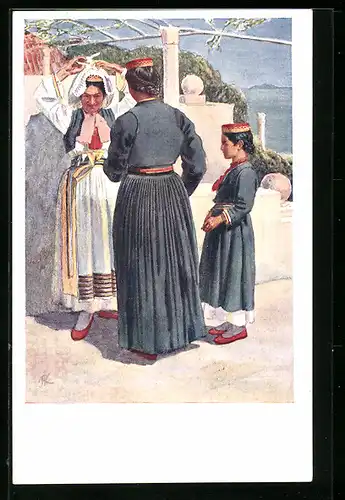 Künstler-AK Canali, Frauen und Mädchen in Tracht