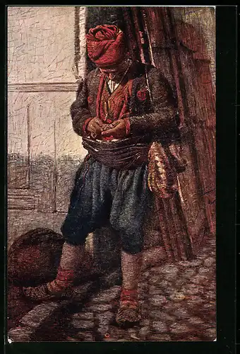 Künstler-AK Bosnien-Hercegovina, Bauer in Trachtenkleidung