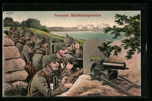 Künstler-AK Bruno Bürger & Ottillie Nr. 8761: Feuernde Maschinengewehre