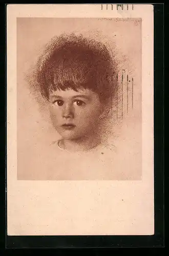 Künstler-AK Walter Schachinger: Kind mit moderner Frisur