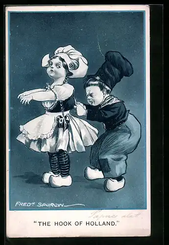 Künstler-AK Fred Spurgin: Holland, Holländer hilft Holländerin beim Ankleiden