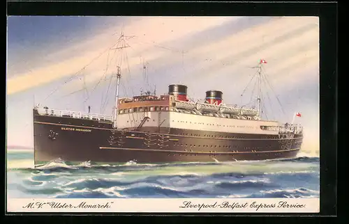 AK Passagierschiff M. V. Ulster Monarch auf hoher See