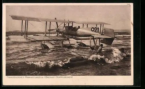AK Französisches Wasserflugzeug Breguet Doppeldecker