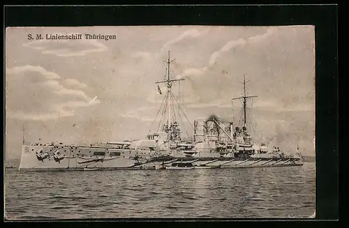 AK Kriegsschiff SM Linienschiff Thüringen