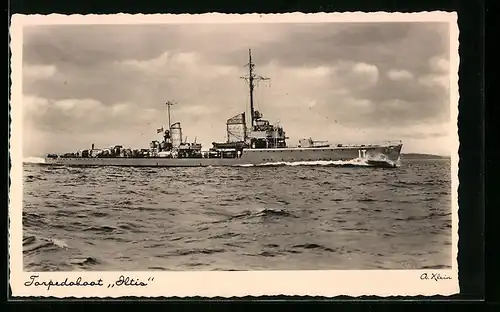 AK Torpedoboot Iltis vor Küste