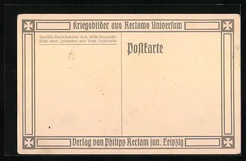 Künstler-AK U-Boot in stürmischer See