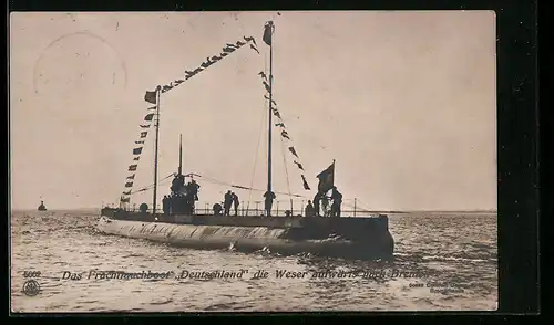 AK U-Boot Deutschland fährt die Weser aufwärts