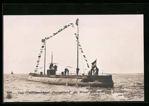 AK U-Boot Deutschland fährt die Weser aufwärts