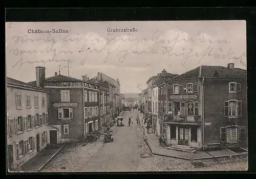 AK Château-Salins, Grabenstrasse mit Hotel Voizard