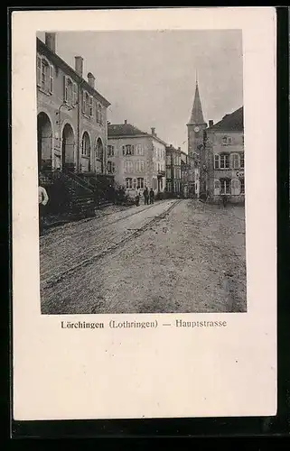 AK Lörchingen /Lothringen, Hauptstrasse mit Gebäuden