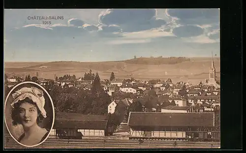 AK Château-Salins, Ortsansicht mit Umland