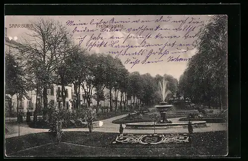 AK Saarburg, Freiheitsplatz mit Brunnen