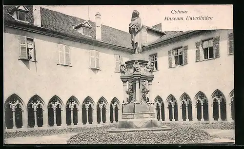 AK Colmar, Museum Unterlinden mit Denkmal