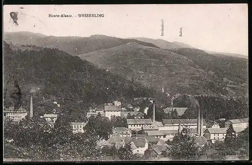 AK Wesserling, Haute-Alsace, Panorama mit Storkenkopf und Ballon