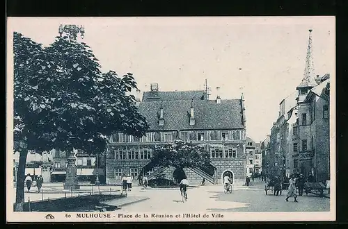 AK Mulhouse, Place de la Réunion et l`Hôtel de Ville