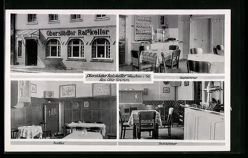 AK Glauchau i. Sa., Gasthaus Oberstädter Ratskeller, Innenansichten Gastzimmer und Cafe