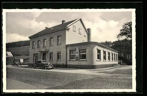 AK Lüdenscheid-Ahelle, Gasthaus und Metzgerei Buschhaus von Otto Geck