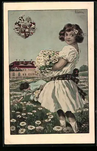 Künstler-AK Zwickau, Margaretentag 1911, Frauen pflücken Blumen