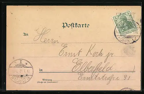 Lithographie Frankfurt a./M., Ortsansicht mit Kirche