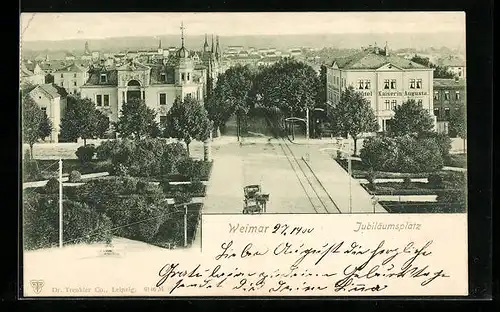 AK Weimar, Jubiläumsplatz mit Hotel Kaiserin Augusta