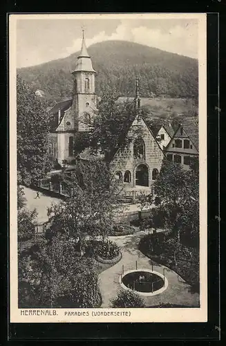 AK Herrenalb, Paradies mit Kirche, Vorderseite