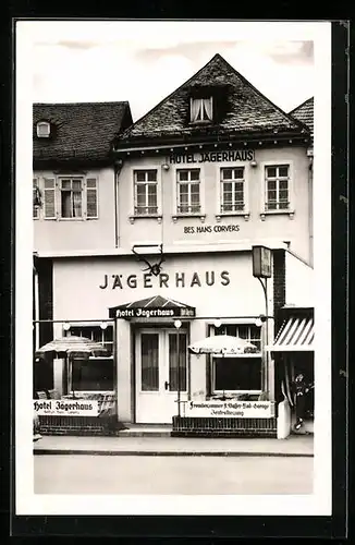 AK Rüdesheim /Rh., Hotel Jägerhaus von Hans Corvens in der Rheinstrasse
