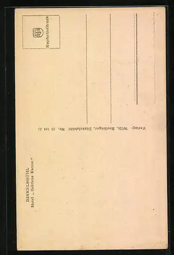 AK Dinkelsbühl, Hotel Goldene Kanne mit Strassenpartie