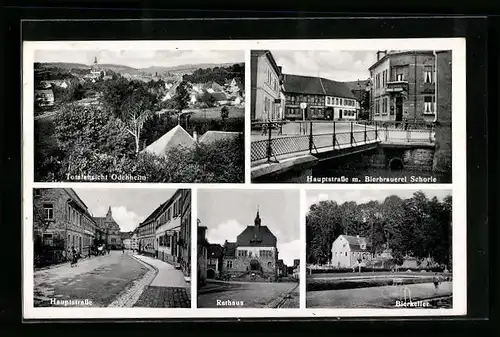 AK Odenheim, Totalansicht, Hauptstrasse, Bierbrauerei Schorle, Rathaus