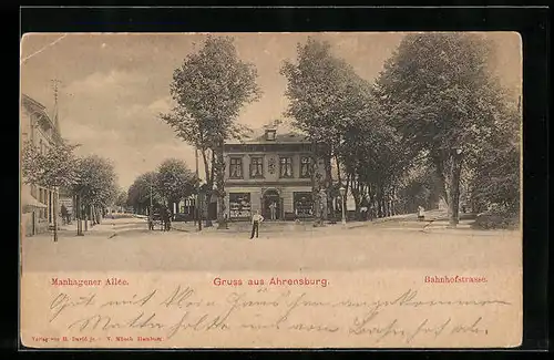 AK Ahrensburg, Manhagener Allee und Bahnhofsstrasse