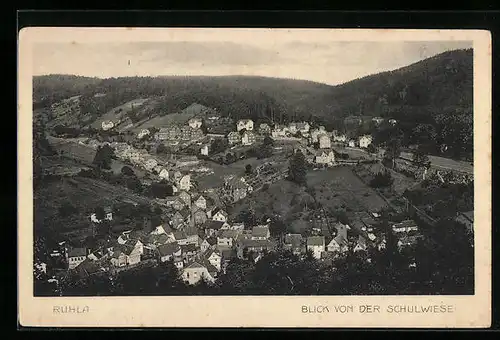 AK Ruhla, Blick von der Schulwiese auf den Ort