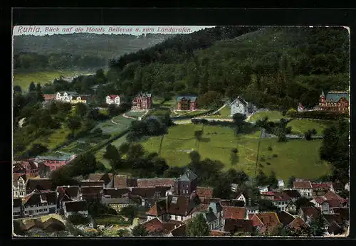 AK Ruhla, Blick auf die Hotels Bellevue und zum Landgrafen