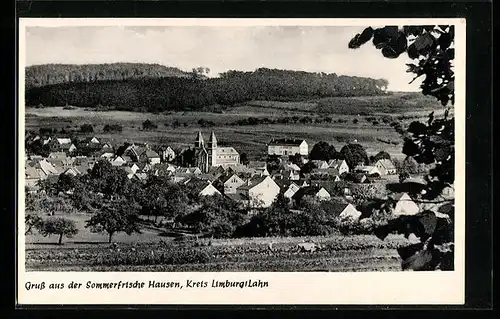 AK Hausen /Kreis Limburg a. Lahn., Teilansicht mit Kirche