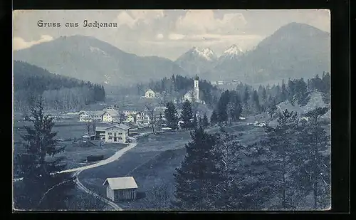 AK Jachenau, Teilansicht mit Kirche