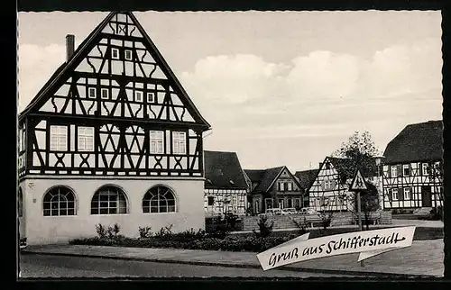 AK Schifferstadt, Ortspartie mit Fachwerkhäusern