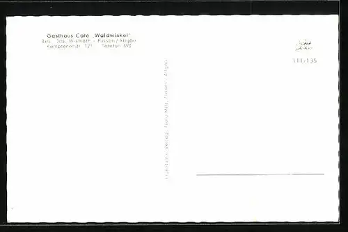 AK Füssen /Allgäu, Gasthaus Cafe Waldwinkel von Jos. Wismath, Kemptenerstr. 121, Gastraum, Innenansicht