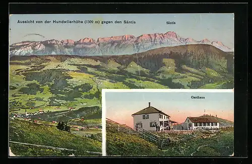 AK Hundwil, Gasthaus, Aussicht von der Hundwilerhöhe gegen den Säntis