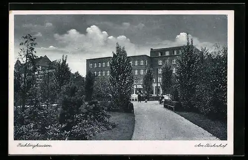 AK Recklinghausen, Grünanlagen vor dem Bahnhof