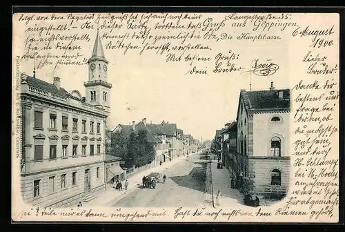 AK Göppingen, Die Hauptstrasse von oben gesehen
