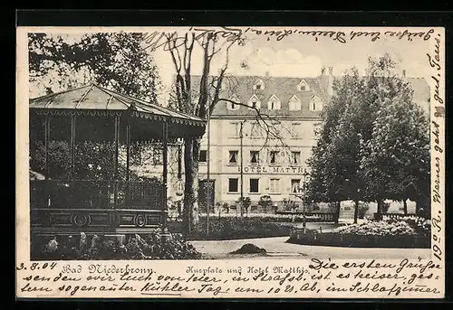 AK Bad Niederbronn, Kurplatz und Hotel Matthis