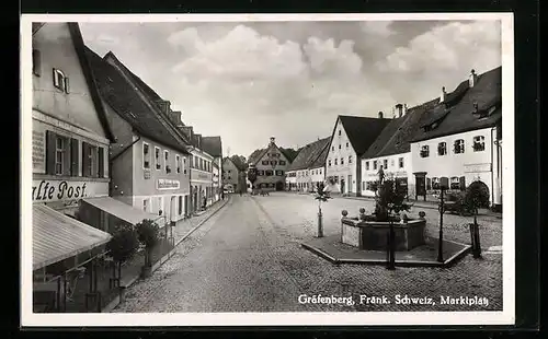 AK Gräfenberg /Fränk. Schweiz, Marktplatz m. Hotel und Gasthof Alte Post