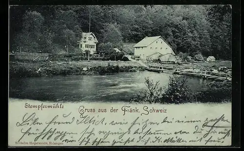 AK Gössweinstein /Fränk. Schweiz, Stempflermühle am Wasser