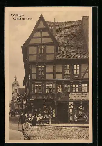 AK Göttingen, Quentinsche Ecke mit Passanten