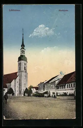AK Lübbenau, Marktplatz mit Kirche