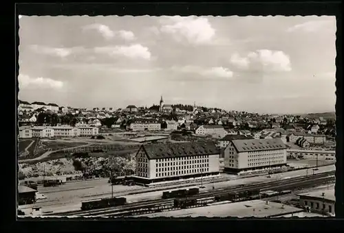 AK Baumholder /Nahe, Panoramaansicht, Zugverkehr