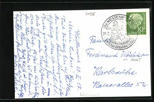 AK Wüstenrot, Ansicht eines grossen Hauses mit Balkon