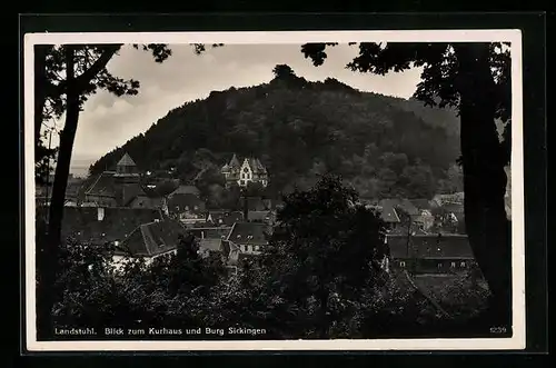 AK Landstuhl, Blick zum Kurhaus und Burg Sickingen