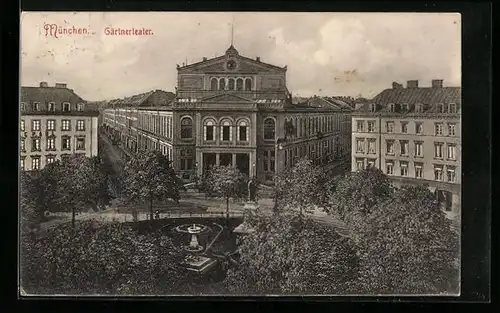 AK München, Das Gärtnertheater aus der Vogelschau