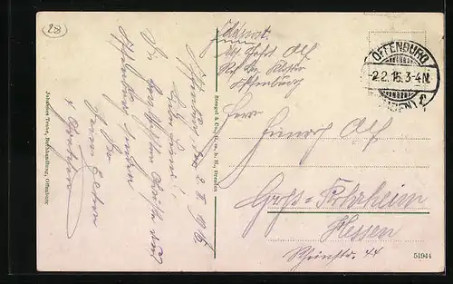 AK Offenburg i. B., Blick in die Wilhelmstrasse