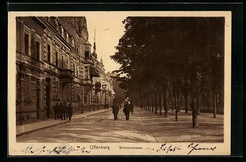 AK Offenburg, Blick in die Wilhelmstrasse